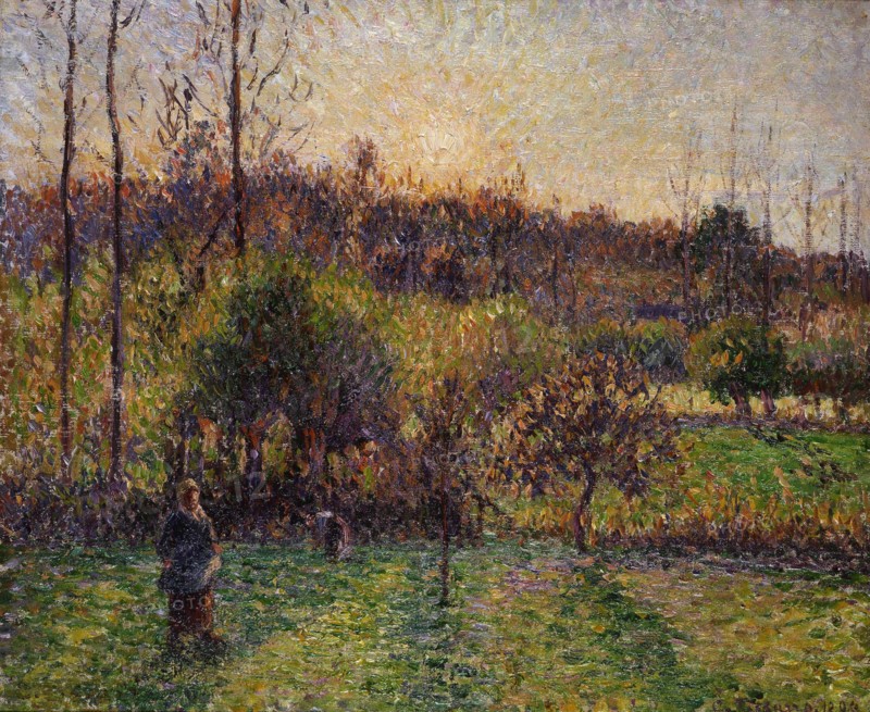 Rising sun at Eragny, 1894. Creator: Pissarro, Camille (1830-1903).