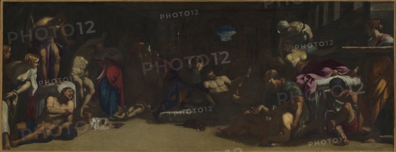 Saint Roch attending the Venice plague-victims in the Lazaretto. Creator: Tintoretto, Jacopo, (after)  .