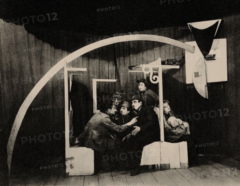 Scene from the play "Agents" by Sholem Aleichem. Set Designer Marc Chagall, 1921. Creator: Anonymous.