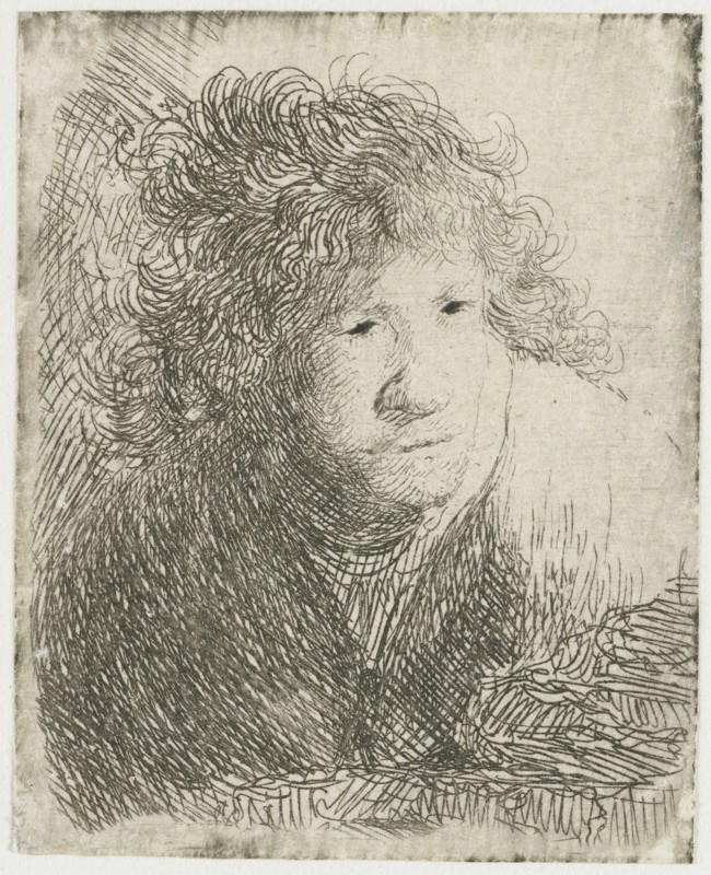 Self-Portrait, Leaning Forward, Listening, 1628. Creator: Rembrandt van Rhijn (1606-1669).