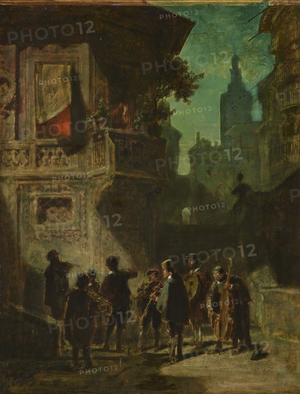 Spanish Serenade from the Barber of Sevilla, ca 1856. Creator: Spitzweg, Carl (1808-1885).