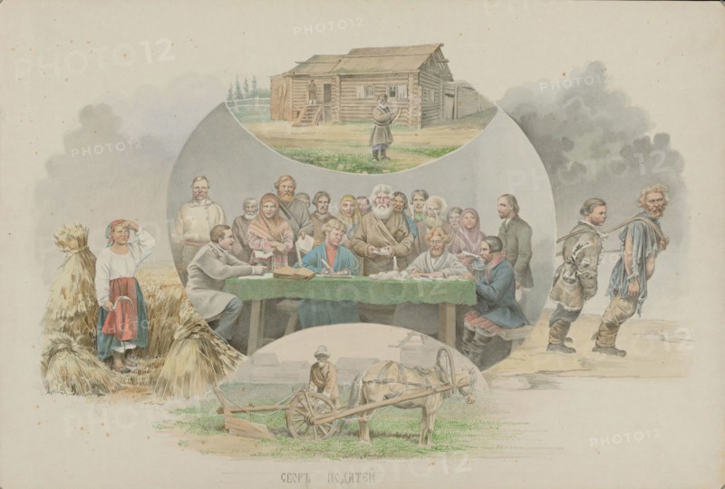 Tax collection, 1862. Creator: Znamensky, Mikhail Stepanovich (1833-1892).
