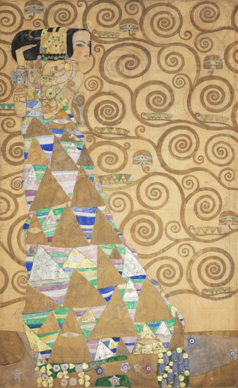 The Stoclet Frieze, Detail: The Expectation, 1905-1909. Creator: Klimt, Gustav (1862-1918).