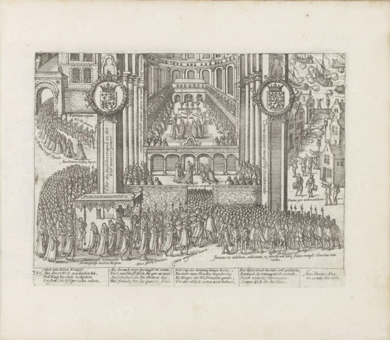 View of the exterior of Westminster Abbey during the coronation of James I, 1603-1604. Creator: Hogenberg, Abraham (after 1578-after 1653).