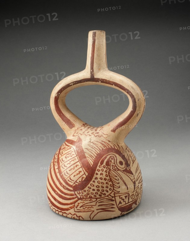 Stirrup Spout Vessel with Fineline Bird Motifs, 100 B.C./A.D. 500. Creator: Unknown.