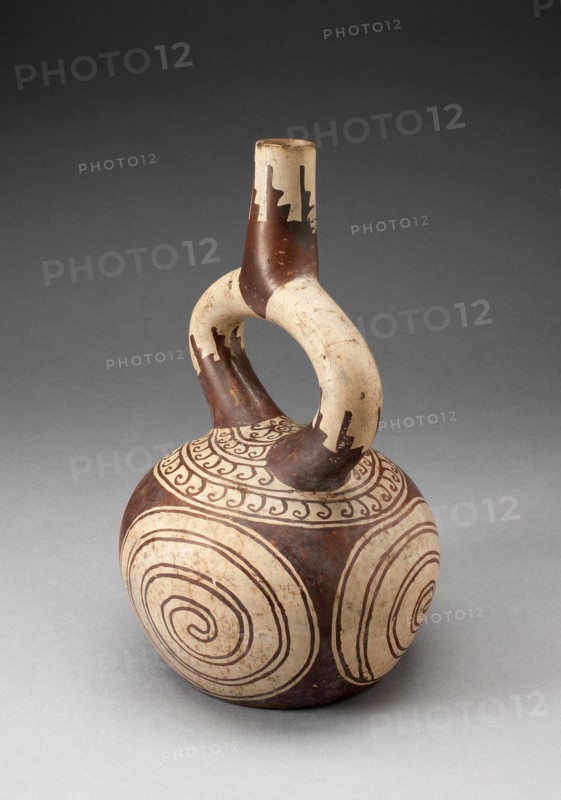 Stirrup Spout Vessel with Spiral Designs, 100 B.C./A.D. 500. Creator: Unknown.