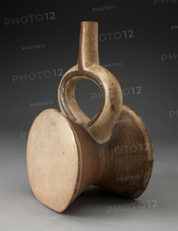 Stirrup Spout Vessel in the Form of a Drum, 100 B.C./A.D. 500. Creator: Unknown.