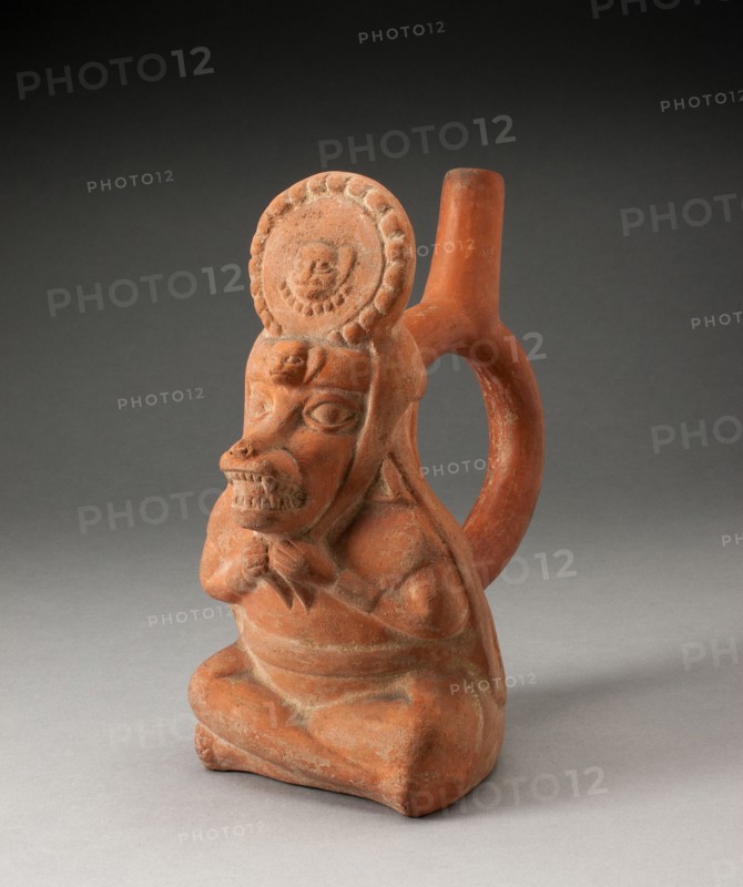 Handle Spout Vessel in Form of a Royal Messenger with the Head of a Fox, 100 B.C./A.D. 500. Creator: Unknown.