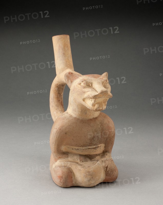 Handle Spout Vessel in the Form of a Cat Man, 100 B.C./A.D. 500. Creator: Unknown.