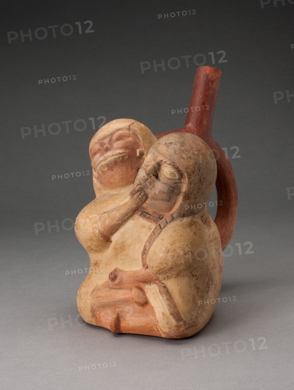 Handle Spout Vessel in Form of a Female and Skeletal Figure in an Erotic Embrace, 100 B.C./A.D. 500. Creator: Unknown.
