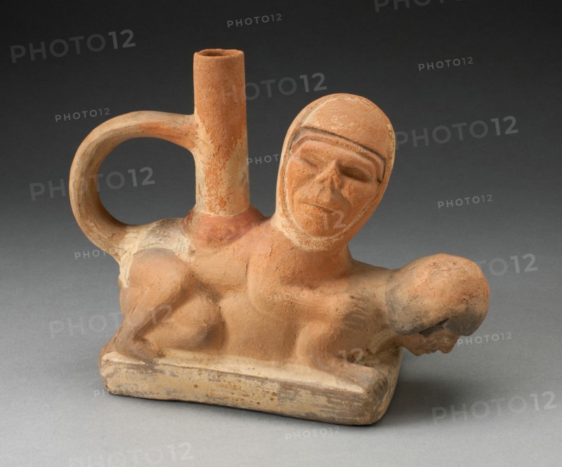 Handle Spout Vessel Depicting an Erotic Scene, 100 B.C./A.D. 500. Creator: Unknown.