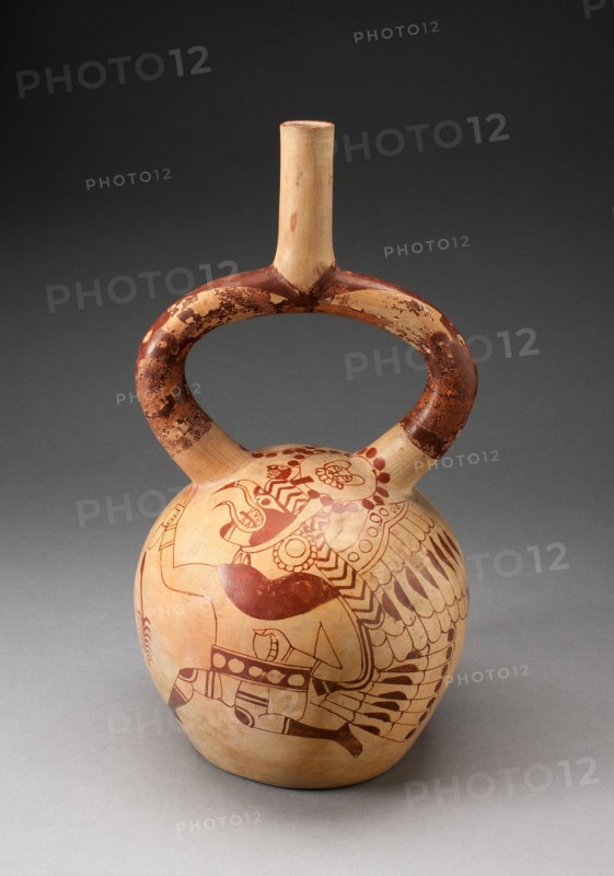 Stirrup Spout Vessel with Fineline Image of a Running Royal Messenger, 100 B.C./A.D. 500. Creator: Unknown.