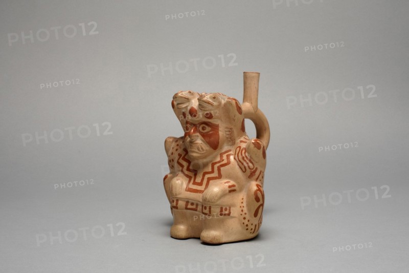 Handle Spout Vessel in the Form of Stitting Figure, Possibly Ai-Apec, 100 B.C./A.D. 500. Creator: Unknown.