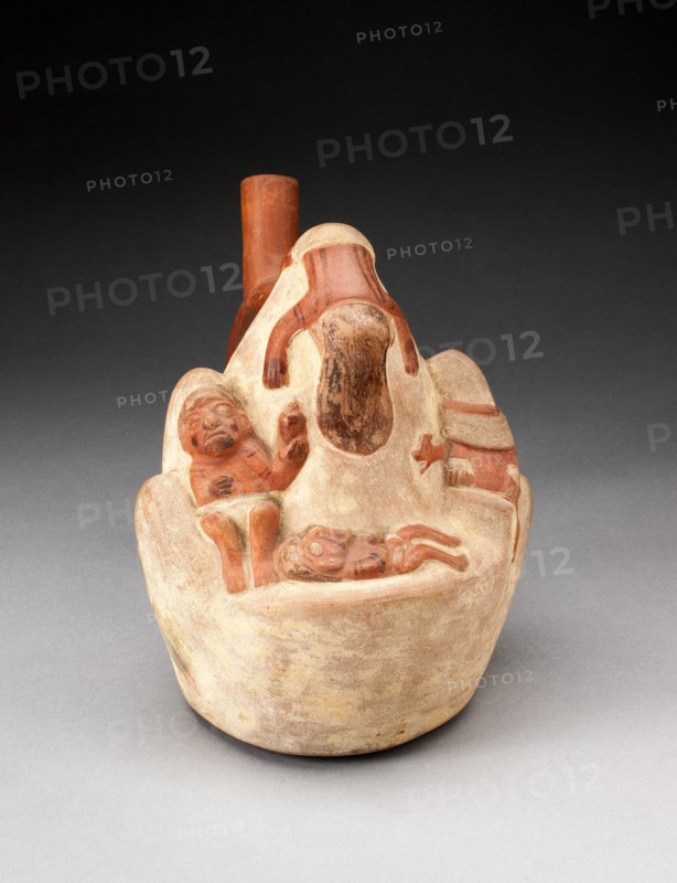 Handle Spout Vessel in the Form of a Mountain with Deceased Human Figures and..., 100 B.C./A.D. 500. Creator: Unknown.