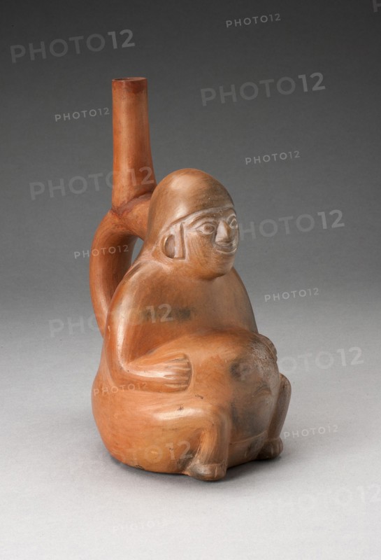 Handle Spout Vessel in the Form of a Seated Pregnant Woman, 100 B.C./A.D. 500. Creator: Unknown.