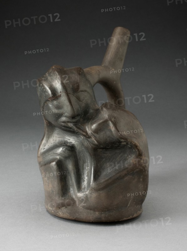 Blackware Spouted Vessel in the Form of a Couple in an Erotic Embrace, 100 B.C./A.D. 500. Creator: Unknown.