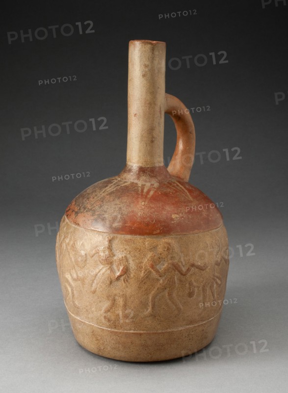 Handle Spout Jug with Relief Depicting Skeletal Musicians Dancing, 100 B.C./A.D. 500. Creator: Unknown.