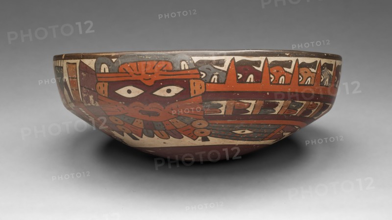 One of a Pair of Matched Bowls Depicting Costumed Ritual Performers, 180 B.C. /A.D. 500. Creator: Unknown.