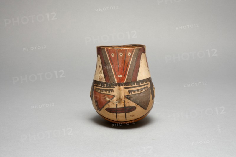 Beaker in the Form of a Trophy Head with Bound Lips, 180 B.C./A.D. 500. Creator: Unknown.