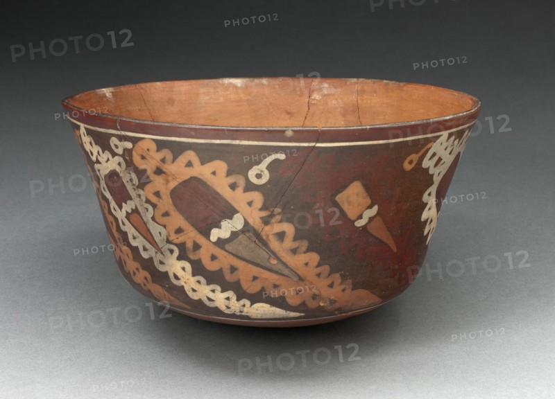 Miniature Flared Bowl Depicting Abstract Peppers with Decorative Motifs, 180 B.C./A.D. 500. Creator: Unknown.