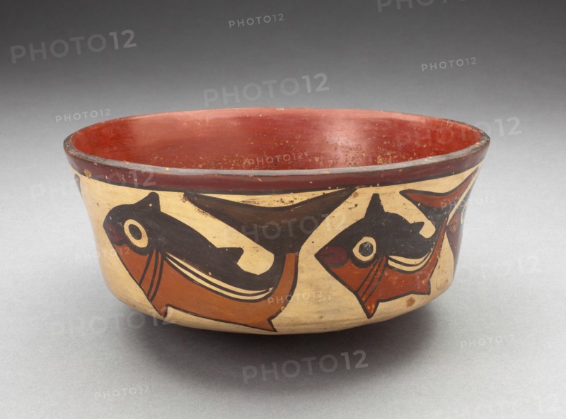 Bowl Depicting Fish, Sharks, or Whales, 180 B.C./A.D. 500. Creator: Unknown.
