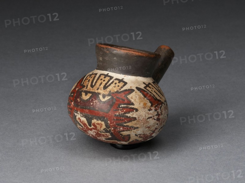 Miniature Jar with a Single Spout Depicting an Abstract Figure, 180 B.C./A.D. 500. Creator: Unknown.