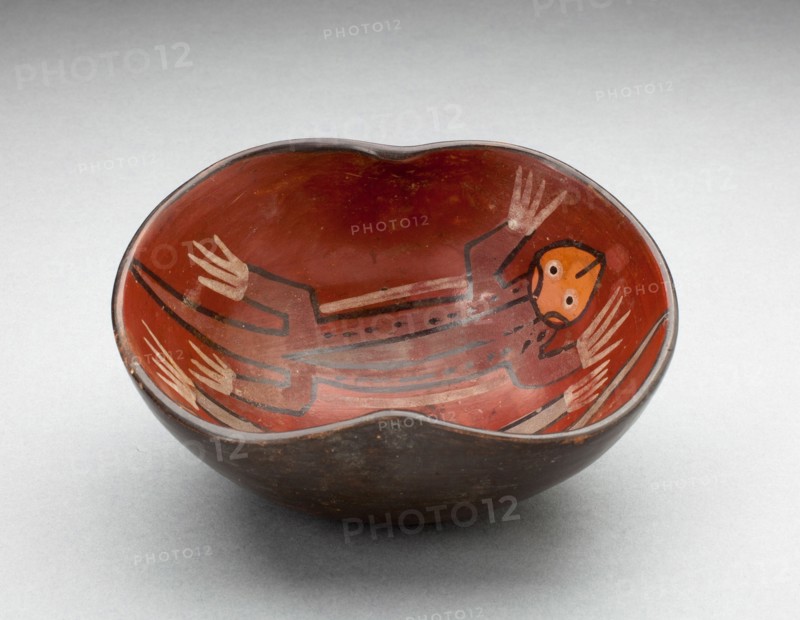 Small Inset Side Bowl Depicting a Pair of Lizards in the Interior, 180 B.C./A.D. 500. Creator: Unknown.