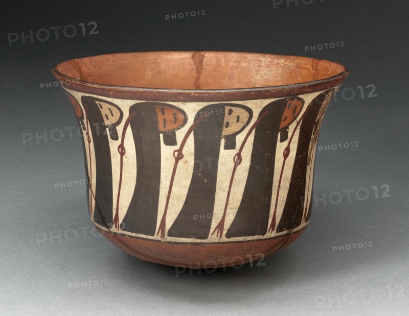 Small Bowl Depicting a Row of Abstract Trophy Heads, 180 B.C./A.D. 500. Creator: Unknown.