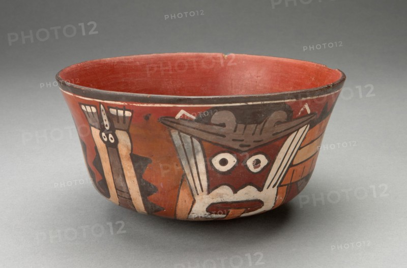 Bowl Depicting Costumed Ritual Performer with Serpent Attributes, 180 B.C./A.D. 500. Creator: Unknown.
