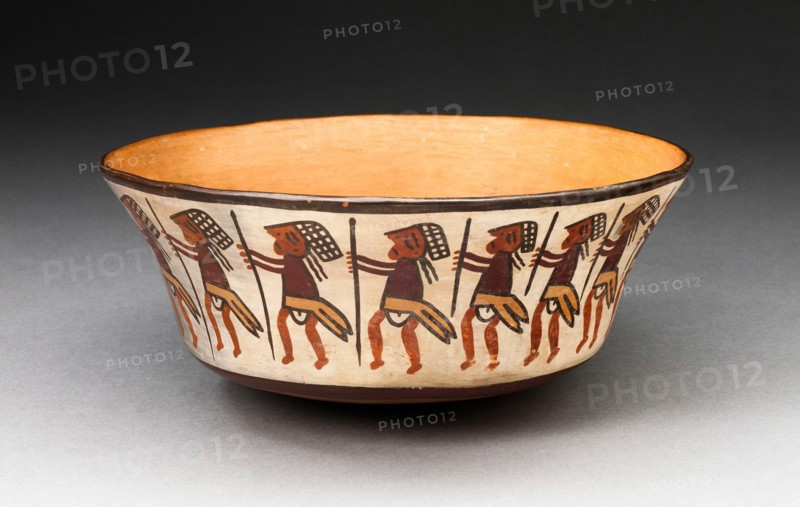 Bowl Depicting Row of Figures Holding Staffs, 180 B.C./A.D. 500. Creator: Unknown.