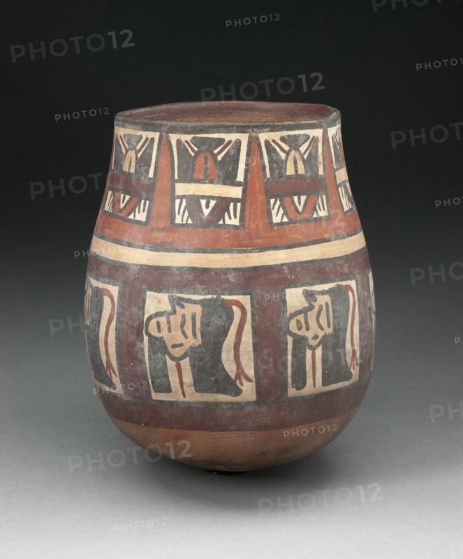 Jar Depicting Bands of Trophy Heads and Seeds, 180 B.C./A.D. 500. Creator: Unknown.