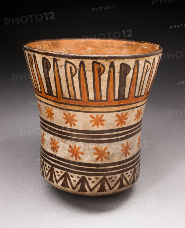 Beaker with Horizontal Bands of Geometric Motifs, 180 B.C./A.D. 500. Creator: Unknown.