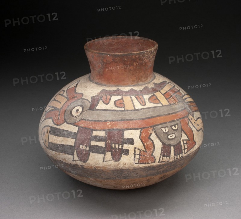 Jar with Narrowed Neck Depciting Anthropomorphic Insect with Trophy Head, 180 B.C./A.D. 500. Creator: Unknown.