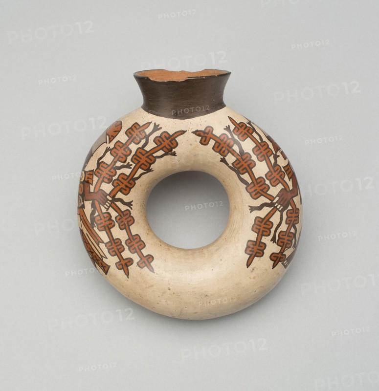 Circular Vessel Depicting Figures Holding Ceremonial Staffs, 180 B.C./A.D. 500. Creator: Unknown.