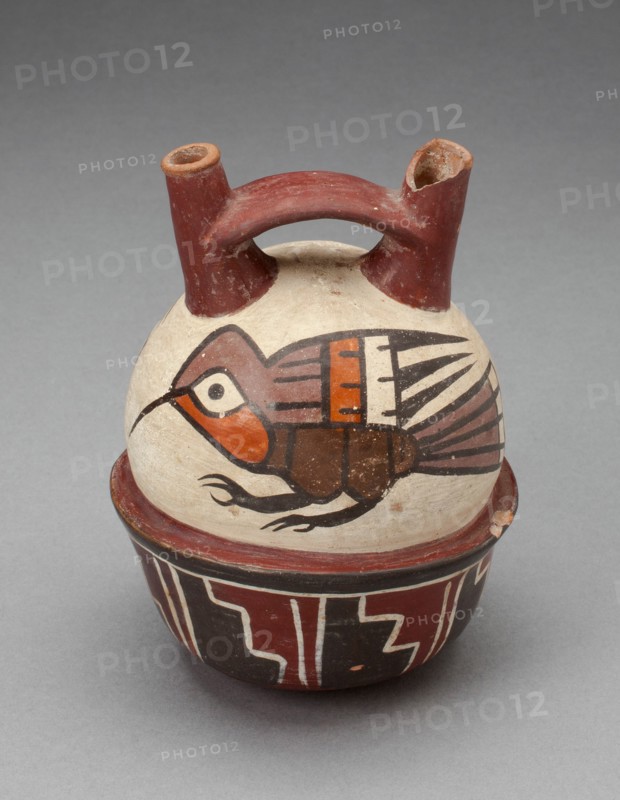 Double Spout Vessel Depicting Hummingbirds, 180 B.C./A.D. 500. Creator: Unknown.