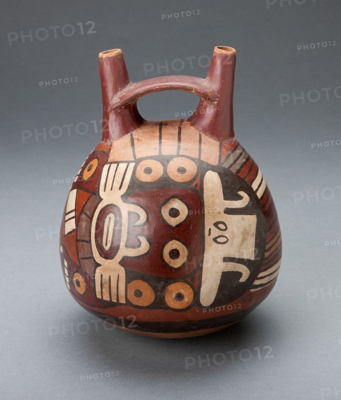 Vessel Depicting a Costumed Ritual Performer Wearing a Feline Mask, 180 B.C./A.D. 500. Creator: Unknown.