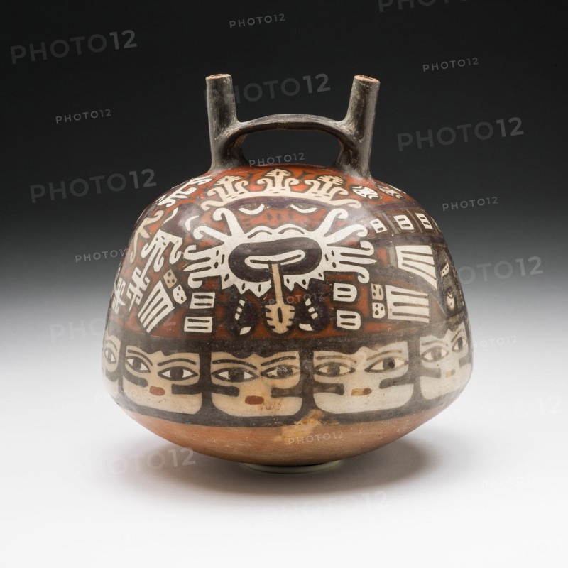 Vessel Depicting Ritual Performer Wearing a Feline Mask with a Symbolic Headdress..., 180 BC/AD 500. Creator: Unknown.