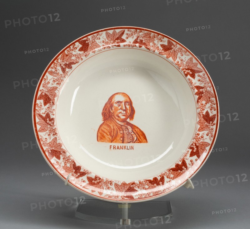 Plate with portrait of Benjamin Franklin, 1800/1900. Creator: Spode Ceramic Works.