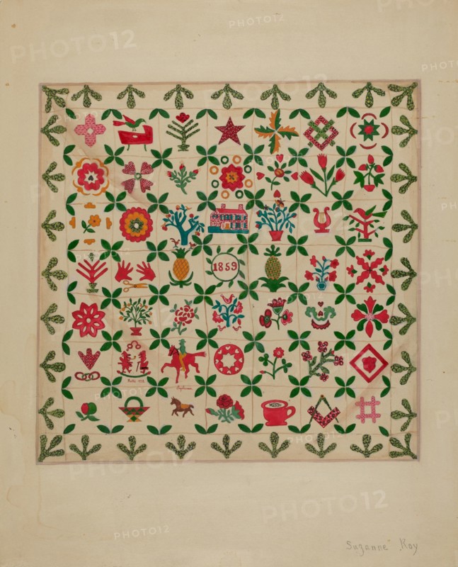 Applique Quilt, 1938. Creator: Suzanne Roy.
