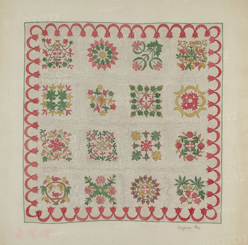 Applique Quilt, c. 1937. Creator: Suzanne Roy.
