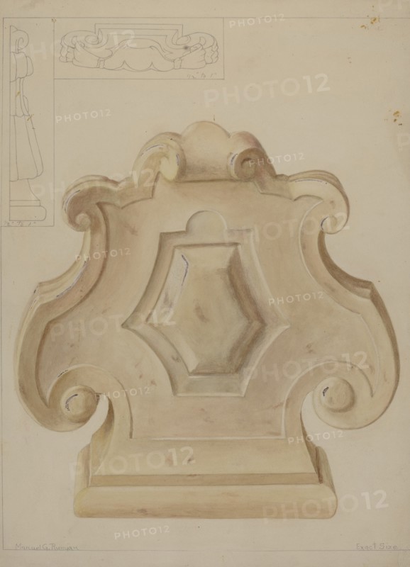 Marble Ornament (from top of mantelpiece), c. 1937. Creator: Manuel G. Runyan.