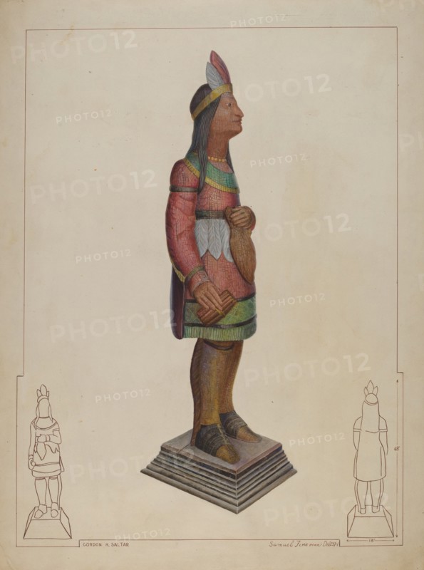 Cigar Store Indian, c. 1937. Creator: Gordon Saltar.