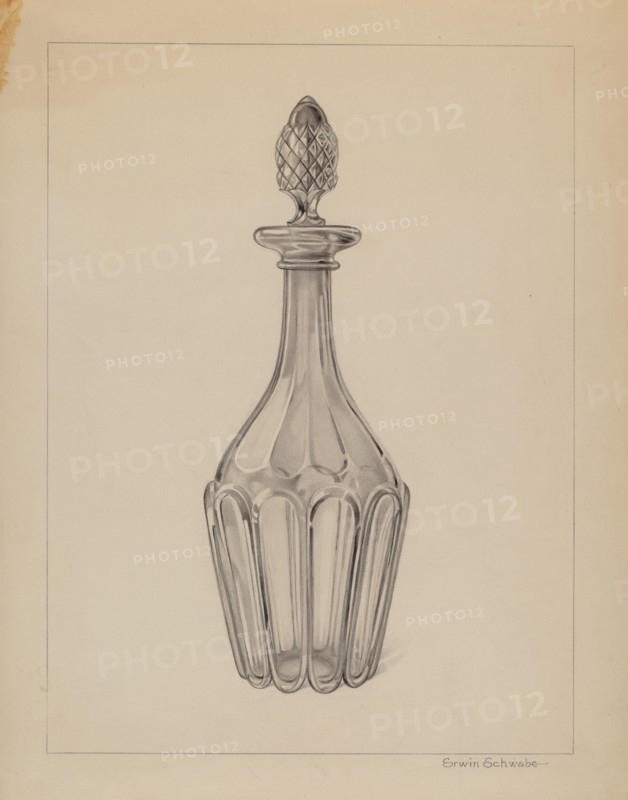 Glass Wine Decanter, c. 1937. Creator: Erwin Schwabe.