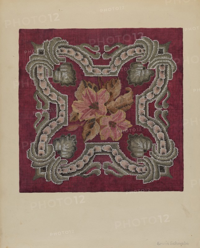 Needlepoint and Beadwork Square, c. 1937. Creator: Erwin Schwabe.