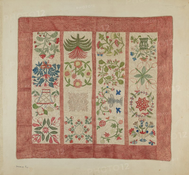 Appliqued Bedspread, c. 1938. Creator: Suzanne Roy.