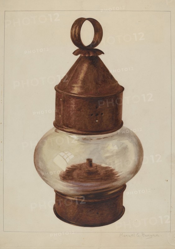 Street Hanging Lamp, c. 1938. Creator: Manuel G. Runyan.
