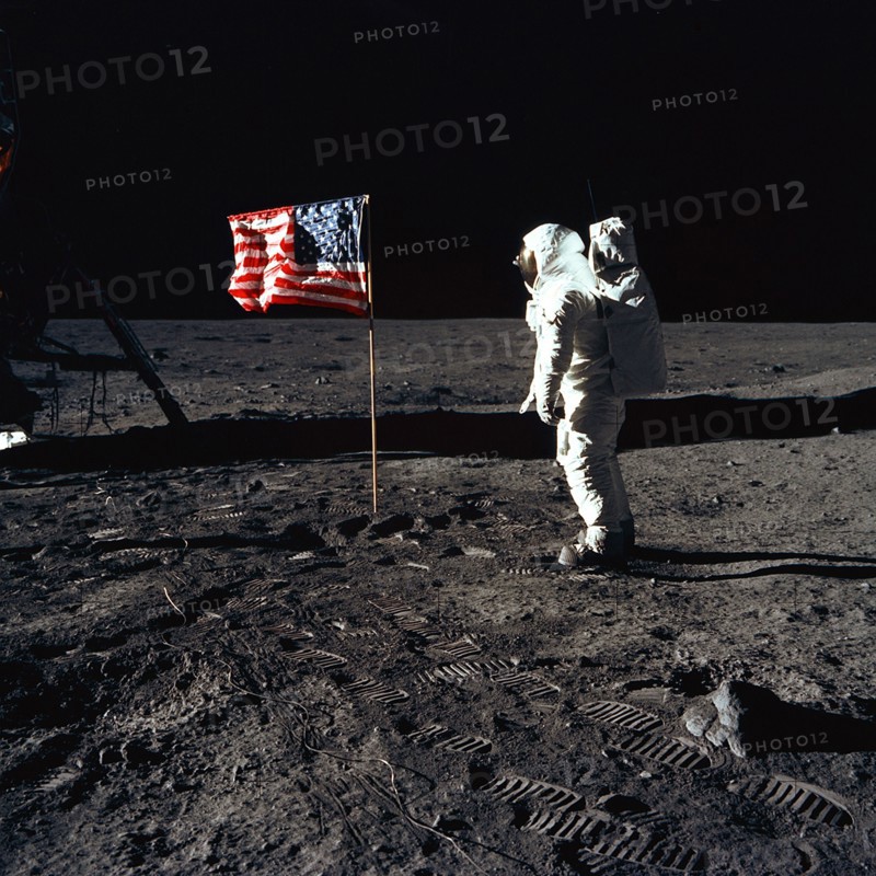 Buzz Aldrin and the U.S. Flag on the Moon, 1969. Creator: Neil Armstrong.