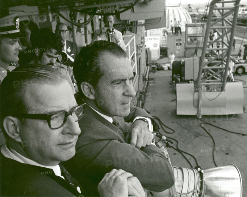 President Nixon and Dr. Paine Wait to Meet Apollo 11 Astronauts, 1969. Creator: NASA.