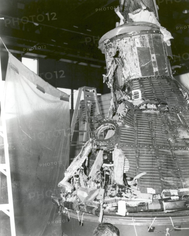 MA-1 capsule reassembled after explosion, USA, 1960.  Creator: NASA.