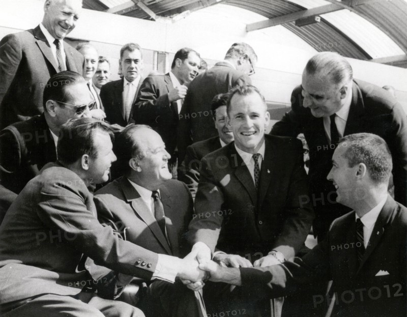 Gemini 4 Astronauts meet Yuri Gagarin, Paris, France, 1965. Creator: NASA.